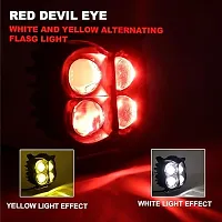 Owl LED Fog Light Yellow/White and Red Devil Eye Effect 3 Colour Mode with Flashing Pattern Universal For All Bikes (DC9-80V  40W, Pack of 1)-thumb1