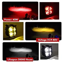 Owl LED Fog Light Yellow/White and red Devil Eye Effect 3 Colour Mode with Flashing Pattern Universal For All Bikes with push switch (DC9-80V  40W, Pack of 2)-thumb1