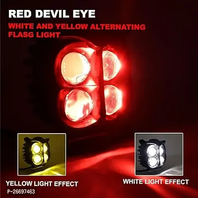 Owl LED Fog Light Yellow/White and red Devil Eye Effect 3 Colour Mode with Flashing Pattern Universal For All Bikes with push switch (DC9-80V  40W, Pack of 2)-thumb3