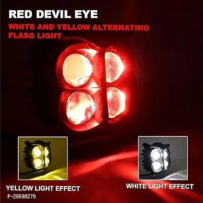 Owl LED Fog Light Yellow/White and red Devil Eye Effect 3 Colour Mode with Flashing Pattern Universal For All Bikes with push switch polish  (DC9-80V  40W, Pack of 2)-thumb3