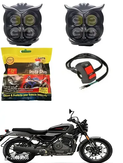Owl LED Fog Light Yellow/White and red Devil Eye Effect 3 Colour Mode with Flashing Pattern Universal For All Bikes with  switch polish  (DC9-80V  40W, Pack of 2)