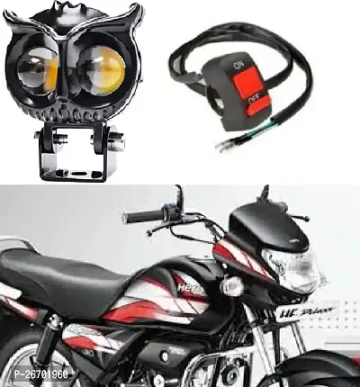 Owl Shape design motorcycle LED Fog light Fog Light 12V DC, Auxiliary Spot Projector Yellow And White Beam Off-Roading Universal for All Motorcycle with switch  (1pcs )