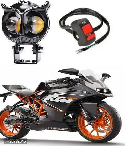 Owl Shape design motorcycle LED Fog light Fog Light 12V DC, Auxiliary Spot Projector Yellow And White Beam Off-Roading Universal for All Motorcycle with switch (1pcs)