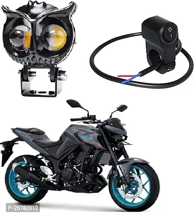 Owl Shape design motorcycle LED Fog light Fog Light 12V DC, Auxiliary Spot Projector Yellow And White Beam Off-Roading Universal for All Motorcycle with 3way switch (1pcs)