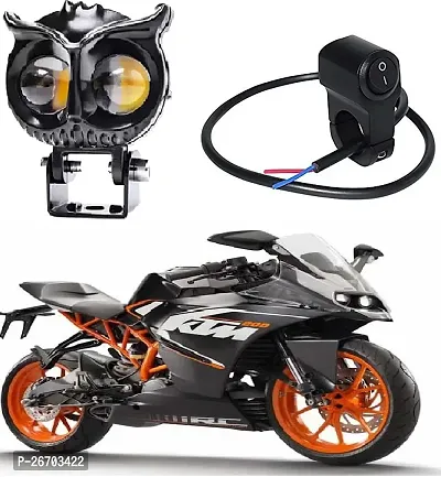 Owl Shape design motorcycle LED Fog light Fog Light 12V DC, Auxiliary Spot Projector Yellow And White Beam Off-Roading Universal for All Motorcycle with 3way switch (1pcs)-thumb0