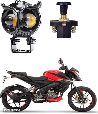 Owl Shape design motorcycle LED Fog light Fog Light 12V DC, Auxiliary Spot Projector Yellow And White Beam Off-Roading Universal for All Motorcycle with push  switch(1pcs)
