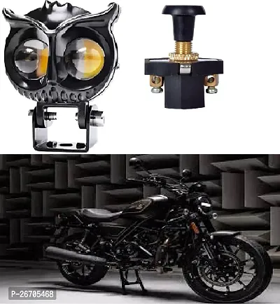 Owl Shape design motorcycle LED Fog light Fog Light 12V DC, Auxiliary Spot Projector Yellow And White Beam Off-Roading Universal for All Motorcycle with push  switch(1pcs)