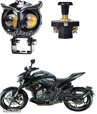 Owl Shape design motorcycle LED Fog light Fog Light 12V DC, Auxiliary Spot Projector Yellow And White Beam Off-Roading Universal for All Motorcycle with push  switch(1pcs)-thumb0