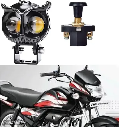 Owl Shape design motorcycle LED Fog light Fog Light 12V DC, Auxiliary Spot Projector Yellow And White Beam Off-Roading Universal for All Motorcycle with push  switch(1pcs)-thumb0