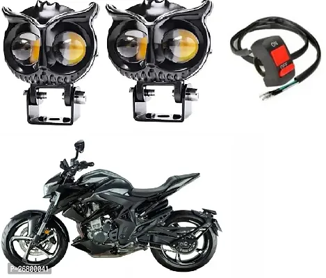 Owl Shape design motorcycle LED Fog light Fog Light 12V DC, Auxiliary Spot Projector Yellow And White Beam Off-Roading Universal for All Motorcycle with  switch(2pcs)-thumb0