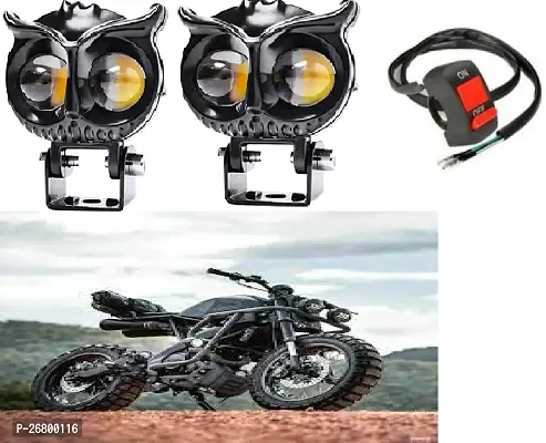 Owl Shape design motorcycle LED Fog light Fog Light 12V DC, Auxiliary Spot Projector Yellow And White Beam Off-Roading Universal for All Motorcycle with  switch(2pcs)