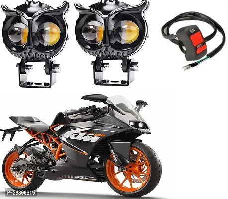 Owl Shape design motorcycle LED Fog light Fog Light 12V DC, Auxiliary Spot Projector Yellow And White Beam Off-Roading Universal for All Motorcycle with  switch(2pcs)