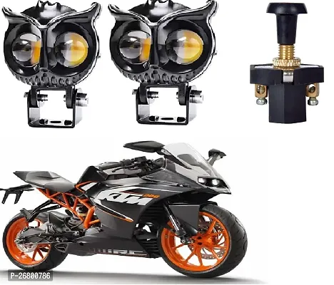 Owl Shape design motorcycle LED Fog light Fog Light 12V DC, Auxiliary Spot Projector Yellow And White Beam Off-Roading Universal for All Motorcycle with push switch(2pcs)-thumb0