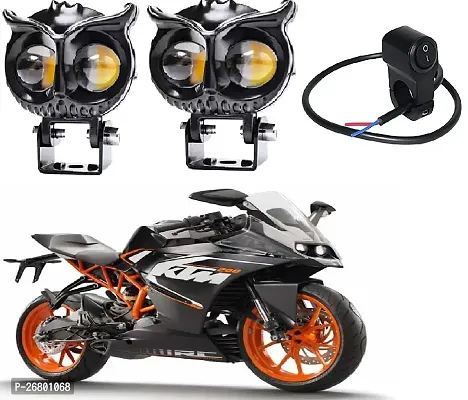 Owl Shape design motorcycle LED Fog light Fog Light 12V DC, Auxiliary Spot Projector Yellow And White Beam Off-Roading Universal for All Motorcycle with 3way switch(2pcs)