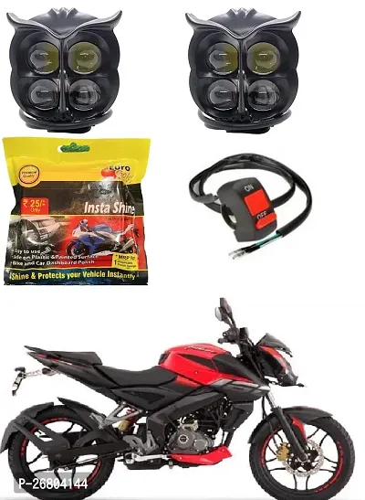 Owl LED Fog Light Yellow/White and Red Devil Eye Effect 3 Colour Mode with Flashing Pattern Universal For All Bikes with  switch and  polish  (DC9-80V  40W, Pack of 2)