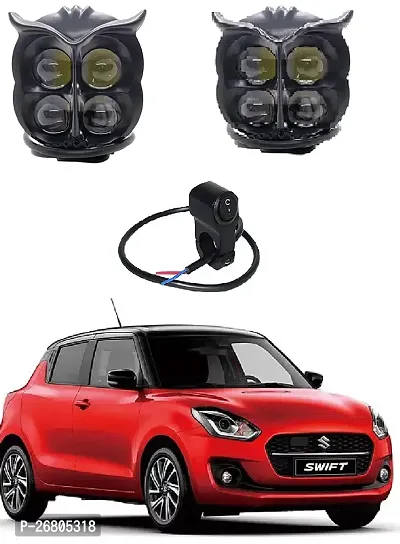 Owl LED Fog Light Yellow/White and Red Devil Eye Effect 3 Colour Mode with Flashing Pattern Universal For All Bikes with 3way switch (DC9-80V  40W, Pack of 2)-thumb0