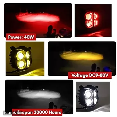 Owl LED Fog Light Yellow/White and Red Devil Eye Effect 3 Colour Mode with Flashing Pattern Universal For All Bikes with 3way switch (DC9-80V  40W, Pack of 1)-thumb3