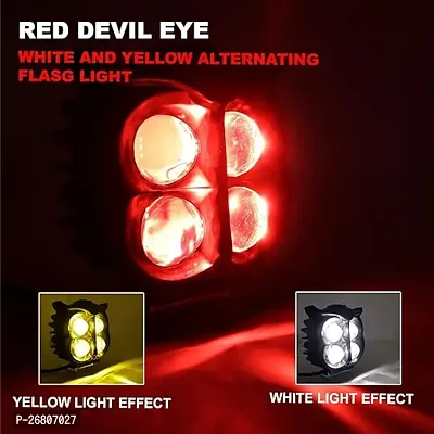 Owl LED Fog Light Yellow/White and Red Devil Eye Effect 3 Colour Mode with Flashing Pattern Universal For All Bikes with  switch (DC9-80V  40W, Pack of 1)-thumb4