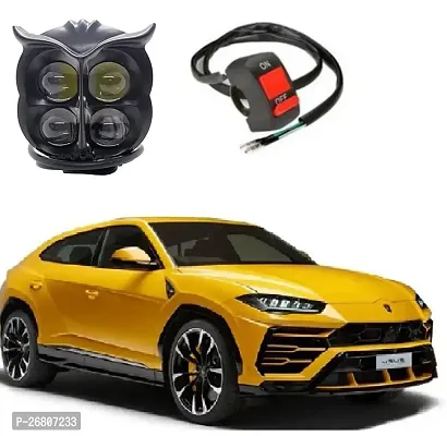 Owl LED Fog Light Yellow/White and Red Devil Eye Effect 3 Colour Mode with Flashing Pattern Universal For All Bikes with  switch (DC9-80V  40W, Pack of 1)