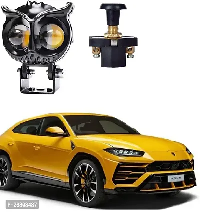 Owl Shape design motorcycle LED Fog light Fog Light 12V DC, Auxiliary Spot Projector Yellow And White Beam Off-Roading Universal for All Motorcycle  with push switch (1pcs)-thumb0