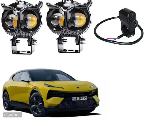 Owl Shape design motorcycle LED Fog light Fog Light 12V DC, Auxiliary Spot Projector Yellow And White Beam Off-Roading Universal for All Motorcycle  with 3way switch (2pcs)-thumb0