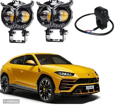 Owl Shape design motorcycle LED Fog light Fog Light 12V DC, Auxiliary Spot Projector Yellow And White Beam Off-Roading Universal for All Motorcycle  with 3way switch (2pcs)