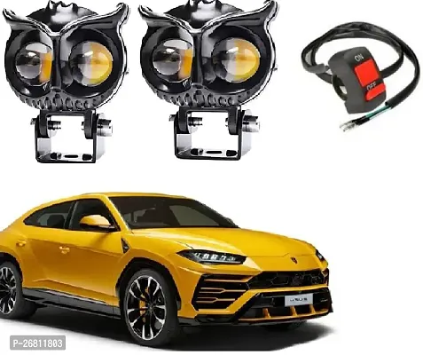 Owl Shape design motorcycle LED Fog light Fog Light 12V DC, Auxiliary Spot Projector Yellow And White Beam Off-Roading Universal for All Motorcycle  with switch (2pcs)-thumb0