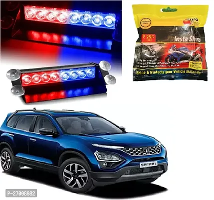 8 LED Red Blue Police Flashing Light for Universal All Cars | Flasher Light | Emergency Warning Lamp Multicolor Flash Light for Car Dash  with polish (1pcs)