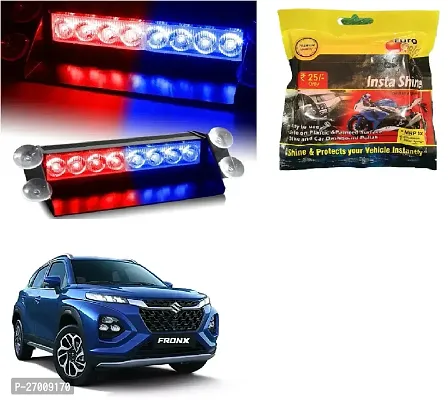 8 LED Red Blue Police Flashing Light for Universal All Cars | Flasher Light | Emergency Warning Lamp Multicolor Flash Light for Car Dash  with polish (1pcs)