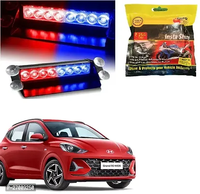 8 LED Red Blue Police Flashing Light for Universal All Cars | Flasher Light | Emergency Warning Lamp Multicolor Flash Light for Car Dash  with polish (1pcs)