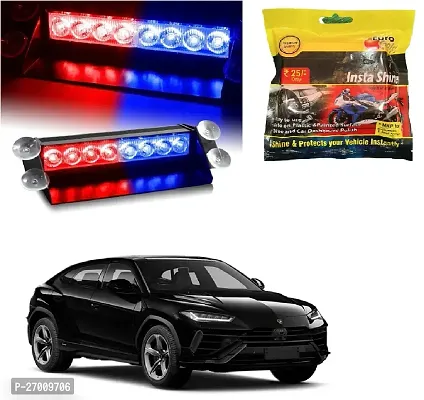 8 LED Red Blue Police Flashing Light for Universal All Cars | Flasher Light | Emergency Warning Lamp Multicolor Flash Light for Car Dash with polish (1pcs)
