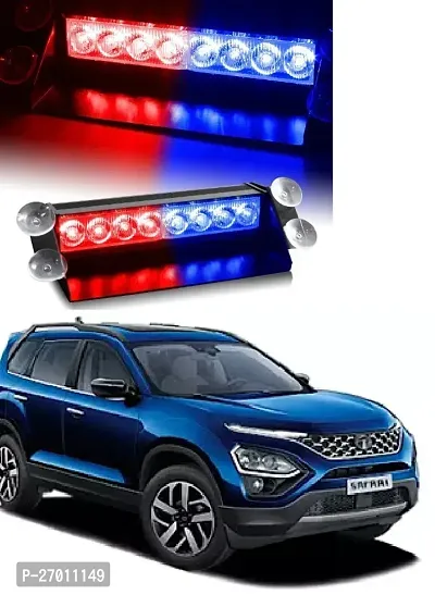 8 LED Red Blue Police Flashing Light for Universal All Cars | Flasher Light | Emergency Warning Lamp Multicolor Flash Light for Car Dash (1pcs)-thumb0