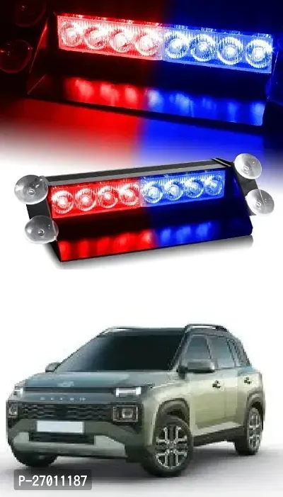 8 LED Red Blue Police Flashing Light for Universal All Cars | Flasher Light | Emergency Warning Lamp Multicolor Flash Light for Car Dash (1pcs)-thumb0