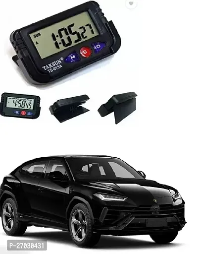 Digital LCD Table Desk Calendar Timer Stopwatch Dashboard Office Desk Stopwatch Digital Alarm Clock for Car Dashboard (1pcs)-thumb0