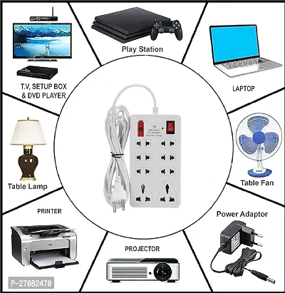 Wall Mini Extension Cord with 6 AMP for Indian Sockets, Master Switch Indicator, LED, Extension Board-thumb3