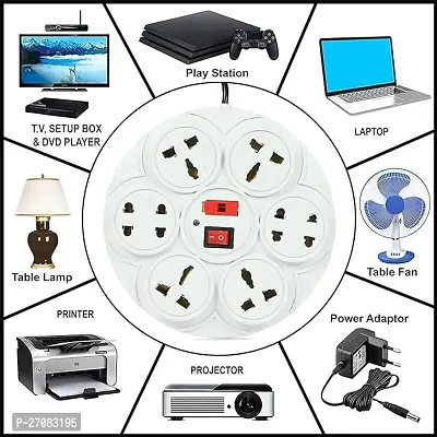 Round Strip Extension Cord 6 A 8 Universal Socket Multi Plug Point Extension Board with LED Indicator and Switch-thumb3