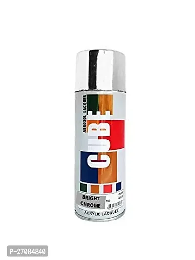 Cube Aerosol Silver Spray Paint For Bike, Car, Metal, Art And Craft 400Ml -Bright Chrome