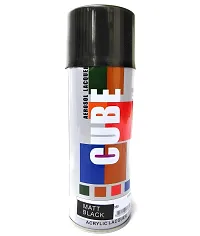 Cube Aerosol Spray Paint Can 400ml Multipurpose with polish (matt black) with Air Freshener Royal Pine (Tree) Air Purifier-thumb1