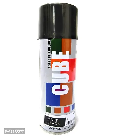 Cube Aerosol Spray Paint Can 400ml Multipurpose with polish (matt black) with Air Freshener Royal Pine (Tree) Air Purifier-thumb2