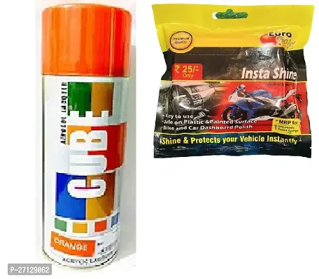 cube Aerosol Spray Paint Can 400ml Multipurpose polish  (orange)-thumb0