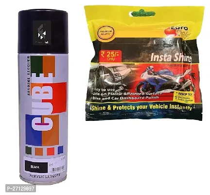 cube Aerosol Spray Paint Can 400ml Multipurpose polish (black)
