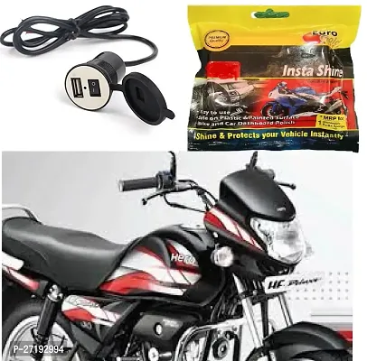 Motorcycle Bike Mobile Phone USB Charger Power Adapter 12v Waterproof Universal for All Scooters  Bikes with polish (1pcs)