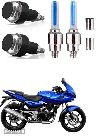 LED Light Indicator Dual Color Blinker End Plug Cap DRL Lamp for all Bikes and Blue  Yellow, 2 PCS with Tyre Led Light Rim Valve Cap Flashing With Motion Sensor Blue (Set Of 2 Pcs) for Car Motorcycle