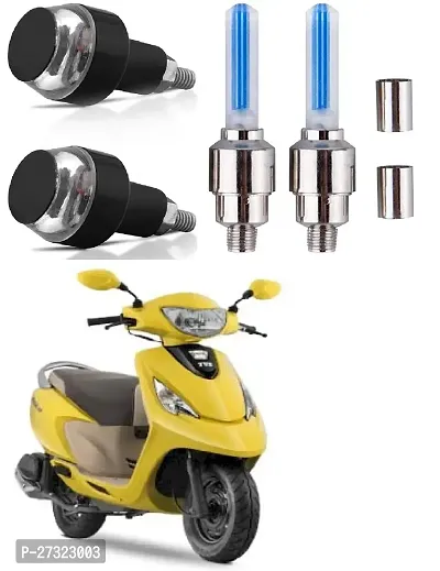 LED Light Indicator Dual Color Blinker End Plug Cap DRL Lamp for all Bikes and Blue  Yellow, 2 PCS with Tyre Led Light Rim Valve Cap Flashing With Motion Sensor Blue (Set Of 2 Pcs)