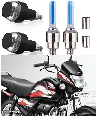 LED Light Indicator Dual Color Blinker End Plug Cap DRL Lamp for all Bikes and Blue  Yellow, 2 PCS with Tyre Led Light Rim Valve Cap Flashing With Motion Sensor Blue (Set Of 2 Pcs)-thumb0