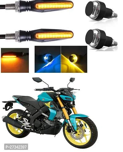LED Light Indicator Dual Color Blinker End Plug Cap DRL Lamp for all Bikes and Blue  Yellow, 2 PCS with KTM Style Indicators 9 Led High Bright Universal for All Bikes Models Turn Signal Lights 2 PCS-thumb0