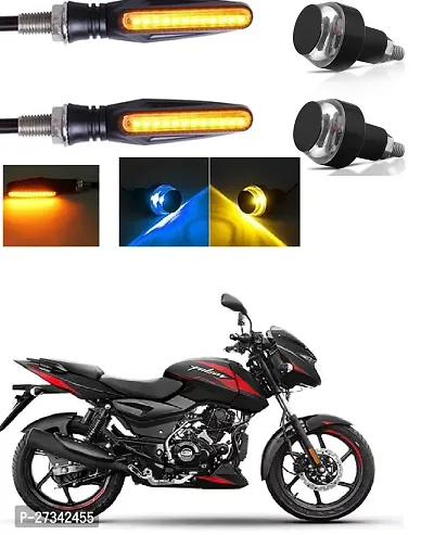 LED Light Indicator Dual Color Blinker End Plug Cap DRL Lamp for all Bikes and Blue  Yellow, 2 PCS with KTM Style Indicators 9 Led High Bright Universal for All Bikes Models Turn Signal Lights 2 PCS