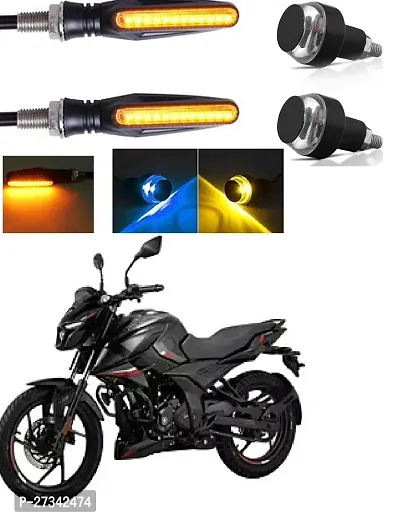 LED Light Indicator Dual Color Blinker End Plug Cap DRL Lamp for all Bikes and Blue  Yellow, 2 PCS with KTM Style Indicators 9 Led High Bright Universal for All Bikes Models Turn Signal Lights 2 PCS