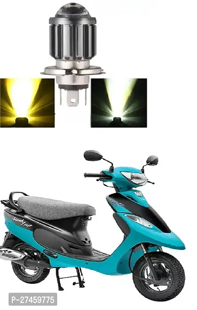 H4 Headlight Bulb with Lens 16W Dual Color H4 Led Lamp Compatible with Bike and Car White  Yellow  Pack of 1