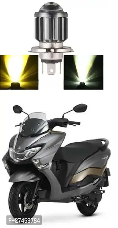 H4 Headlight Bulb with Lens 16W Dual Color H4 Led Lamp Compatible with Bike and Car White  Yellow Pack of 1